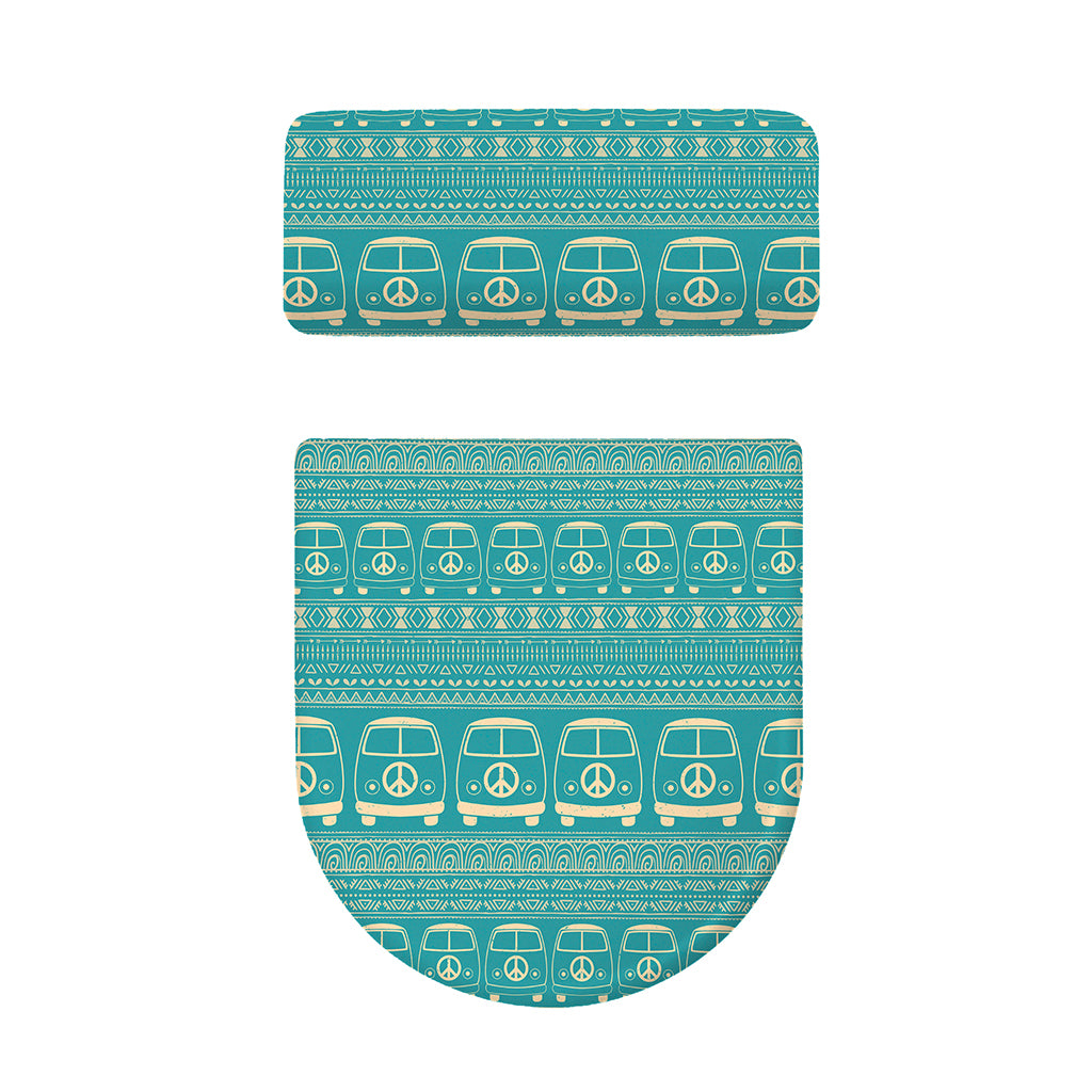 Vintage Hippie Van Pattern Print Toilet Lid And Tank Cover Set