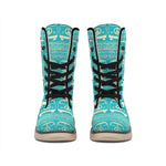 Vintage Hippie Van Pattern Print Winter Boots