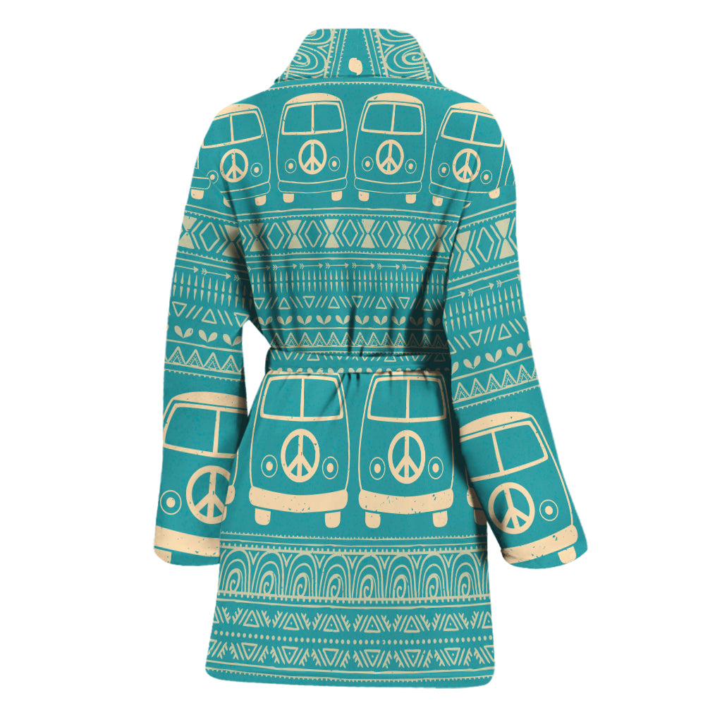 Vintage Hippie Van Pattern Print Women's Bathrobe