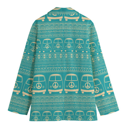 Vintage Hippie Van Pattern Print Women's Blazer