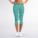 Vintage Hippie Van Pattern Print Women's Capri Leggings