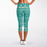 Vintage Hippie Van Pattern Print Women's Capri Leggings