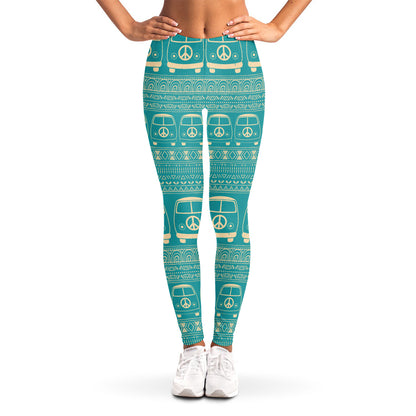 Vintage Hippie Van Pattern Print Women's Leggings