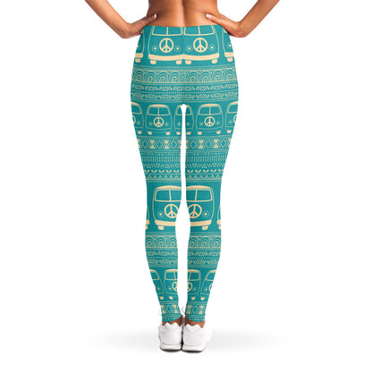 Vintage Hippie Van Pattern Print Women's Leggings