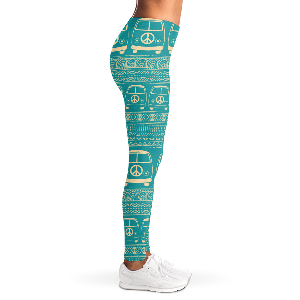 Vintage Hippie Van Pattern Print Women's Leggings