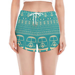 Vintage Hippie Van Pattern Print Women's Split Running Shorts