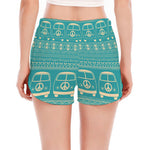 Vintage Hippie Van Pattern Print Women's Split Running Shorts