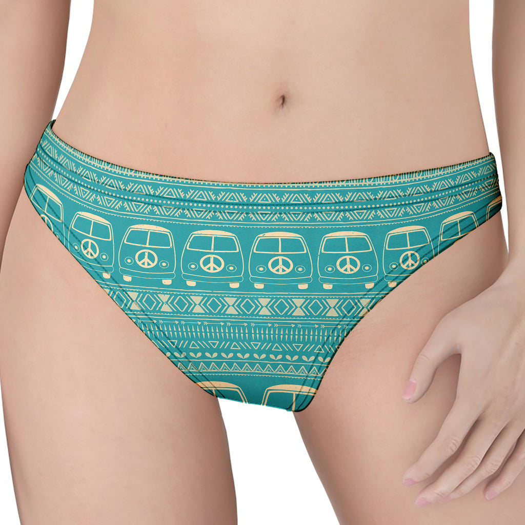 Vintage Hippie Van Pattern Print Women's Thong