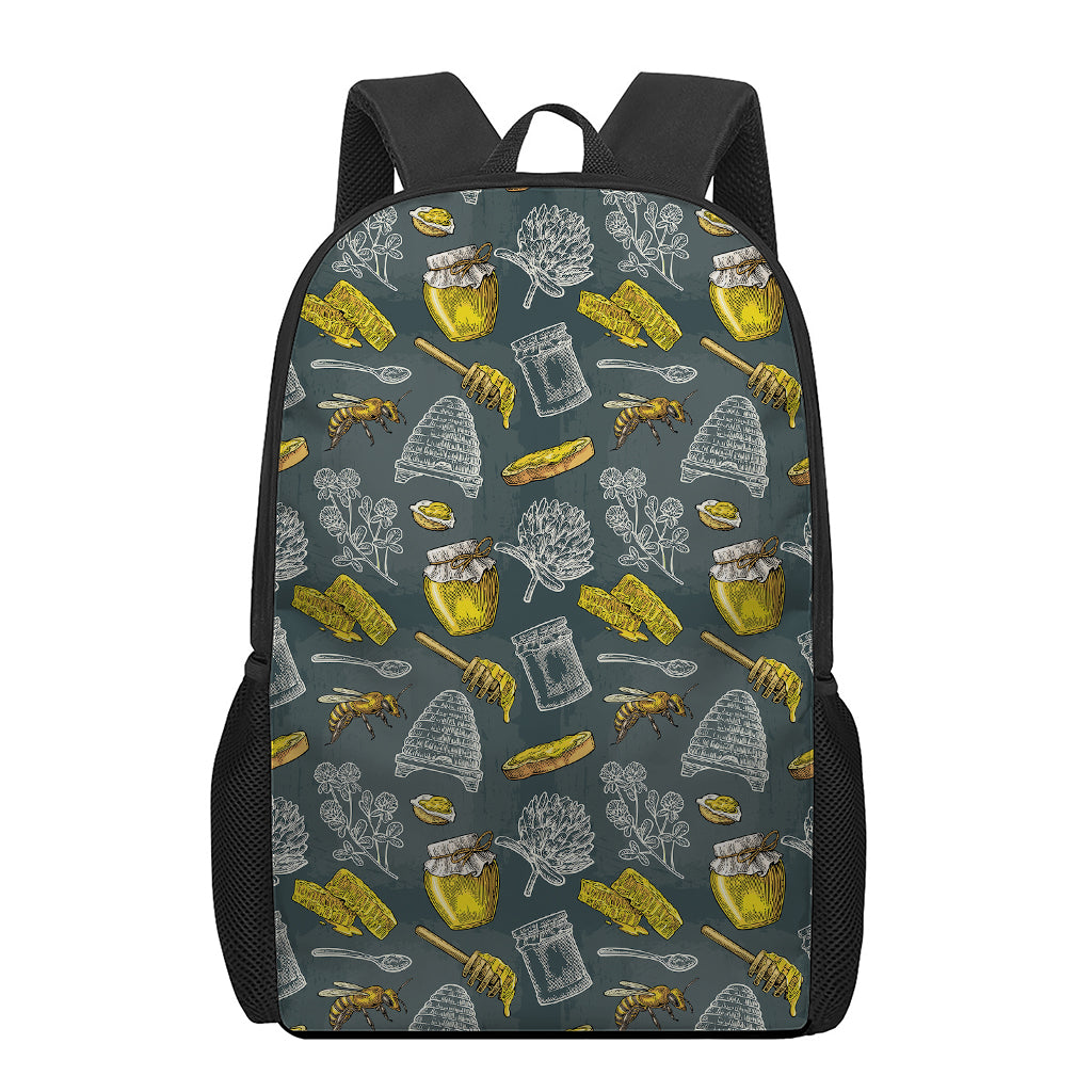 Vintage Honey Bee Print 17 Inch Backpack