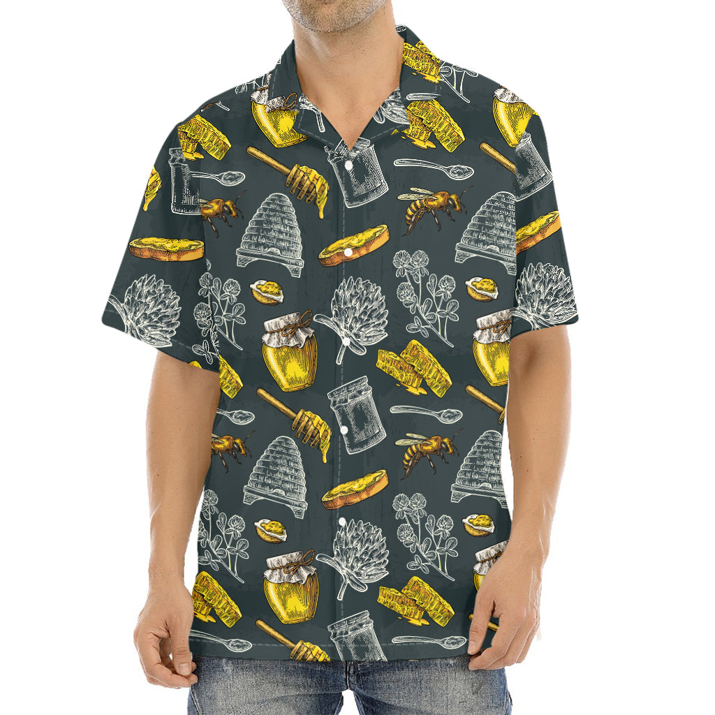 Vintage Honey Bee Print Aloha Shirt