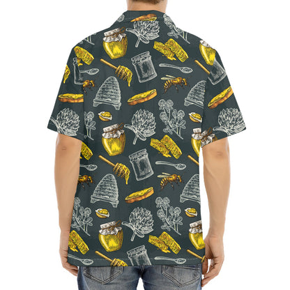 Vintage Honey Bee Print Aloha Shirt