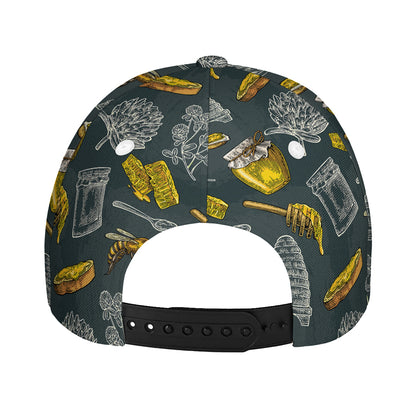 Vintage Honey Bee Print Baseball Cap