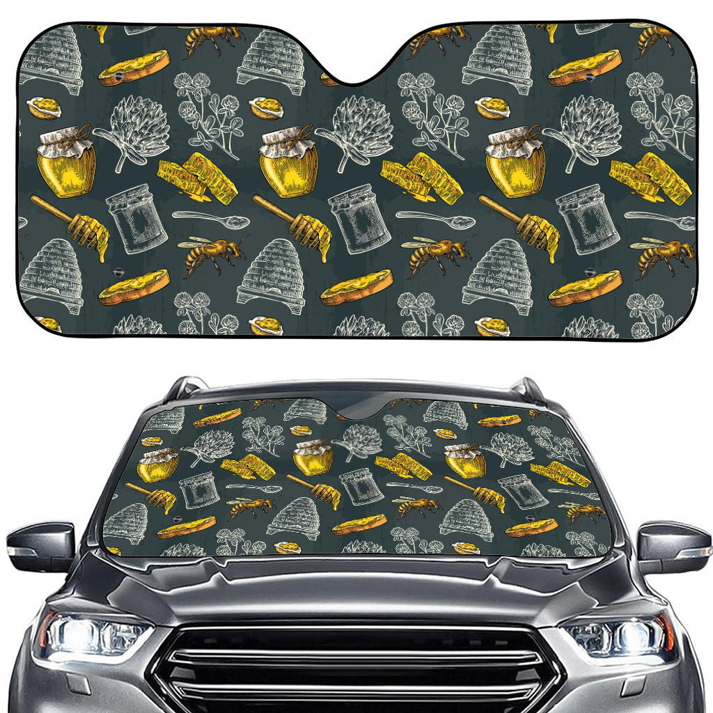 Vintage Honey Bee Print Car Windshield Sun Shade