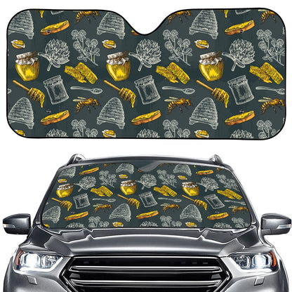 Vintage Honey Bee Print Car Windshield Sun Shade