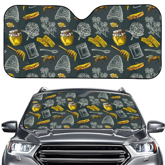 Vintage Honey Bee Print Car Windshield Sun Shade