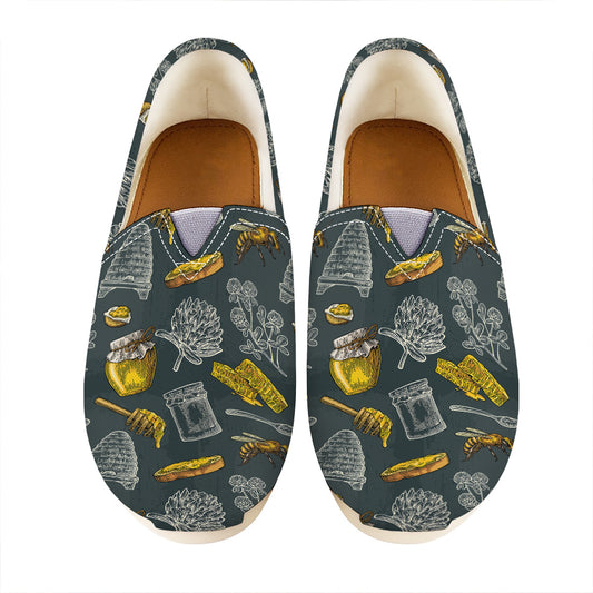 Vintage Honey Bee Print Casual Shoes