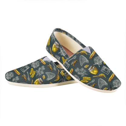 Vintage Honey Bee Print Casual Shoes