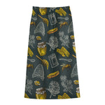 Vintage Honey Bee Print Cotton Front Slit Maxi Skirt