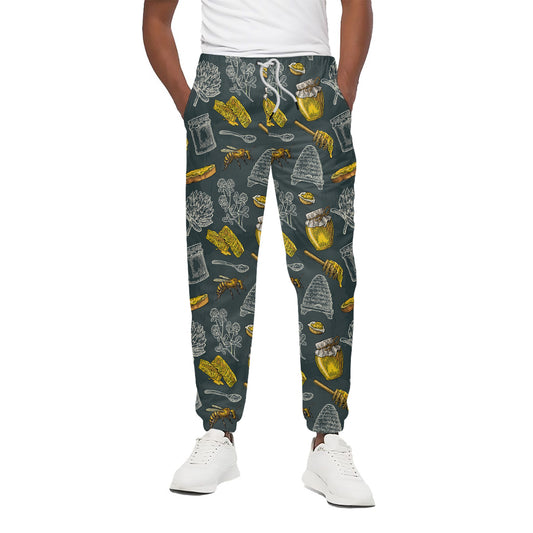 Vintage Honey Bee Print Cotton Pants