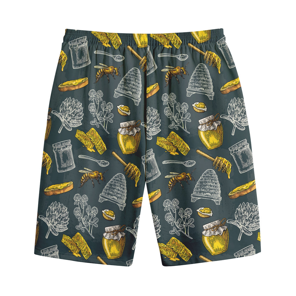 Vintage Honey Bee Print Cotton Shorts