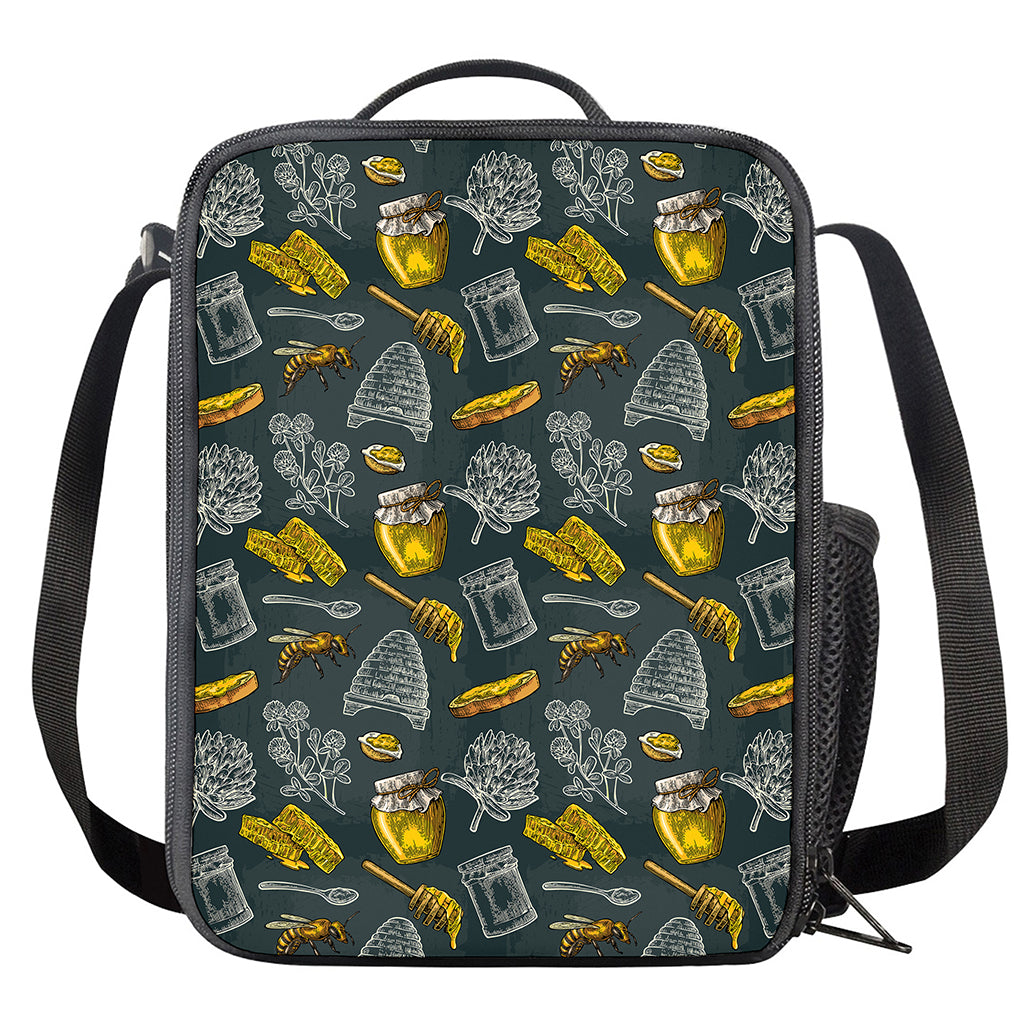 Vintage Honey Bee Print Crossbody Lunch Bag