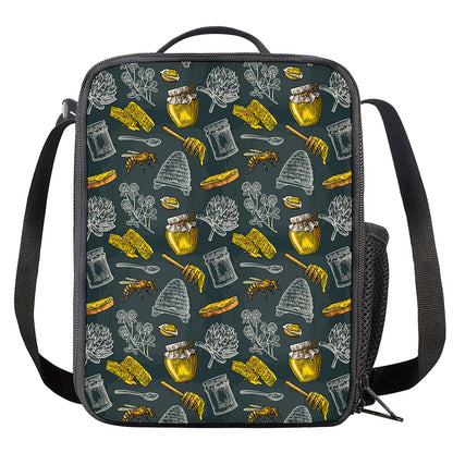 Vintage Honey Bee Print Crossbody Lunch Bag