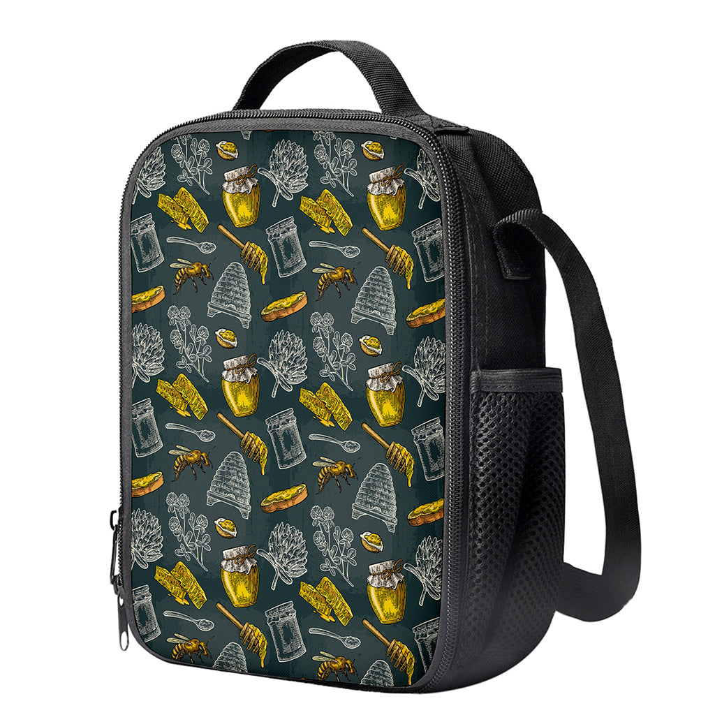 Vintage Honey Bee Print Crossbody Lunch Bag