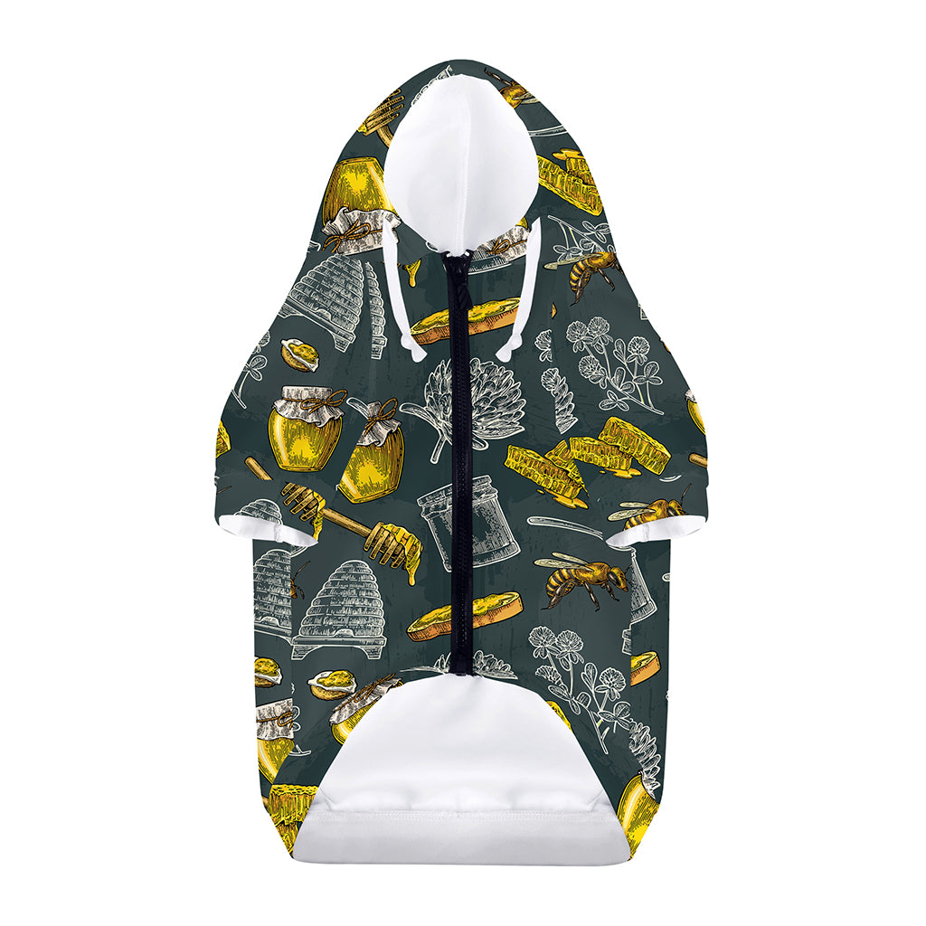 Vintage Honey Bee Print Dog Zip Up Hoodie