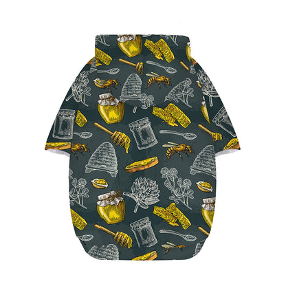 Vintage Honey Bee Print Dog Zip Up Hoodie