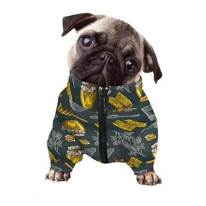 Vintage Honey Bee Print Dog Zip Up Jacket