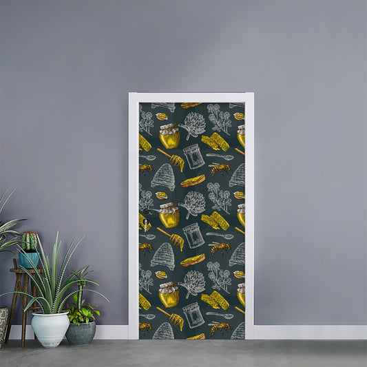 Vintage Honey Bee Print Door Sticker