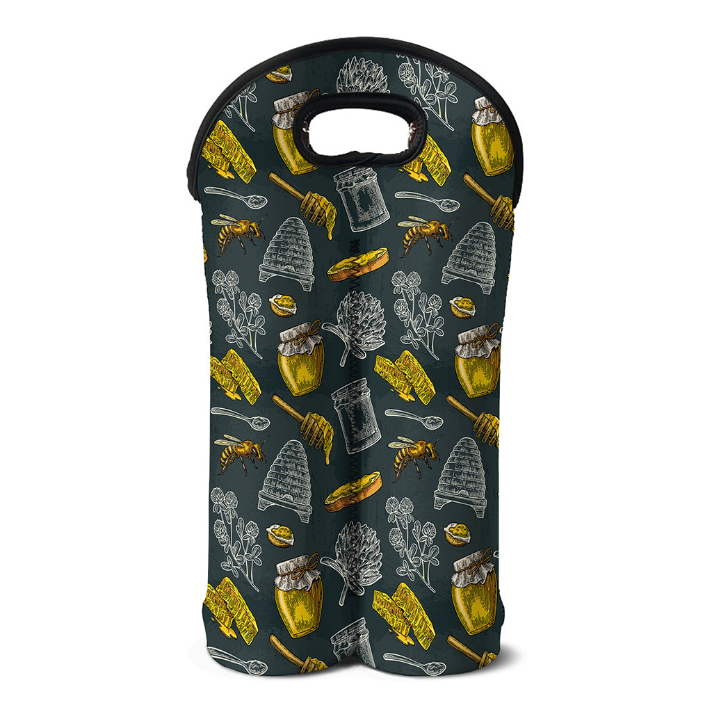 Vintage Honey Bee Print Double Neoprene Wine Tote