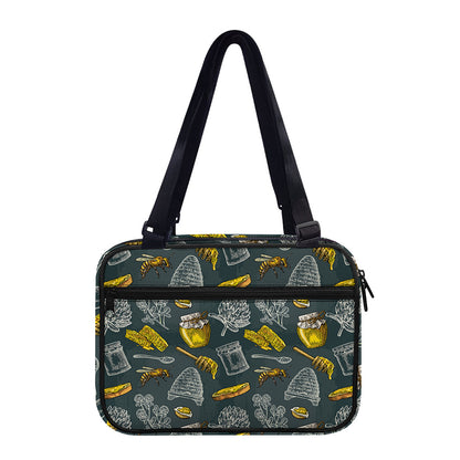 Vintage Honey Bee Print Double Strap Bible Bag