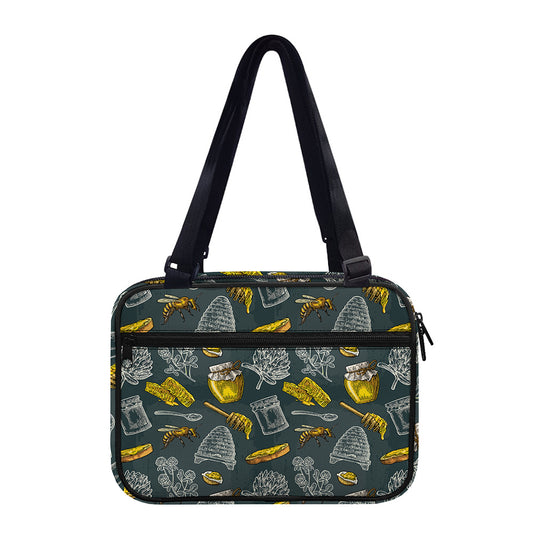 Vintage Honey Bee Print Double Strap Bible Bag