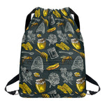 Vintage Honey Bee Print Drawstring Backpack
