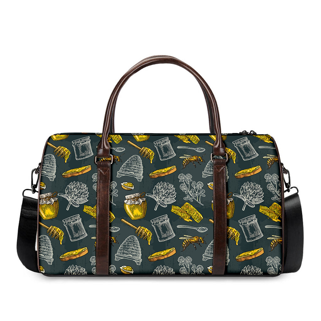 Vintage Honey Bee Print Duffle Bag