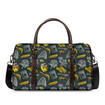 Vintage Honey Bee Print Duffle Bag
