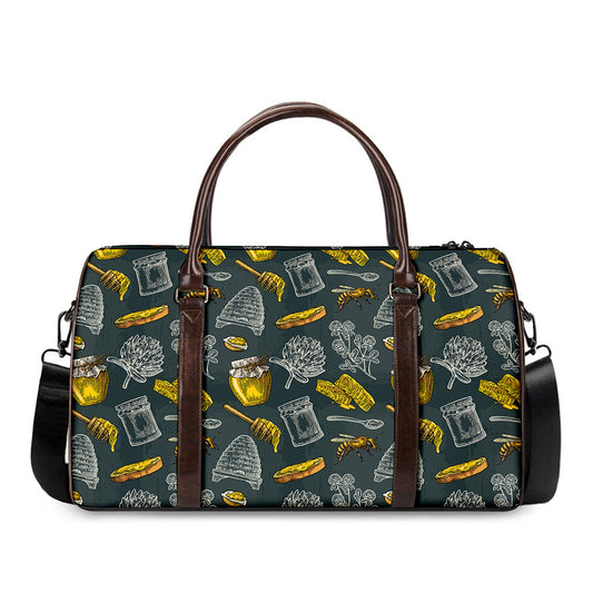 Vintage Honey Bee Print Duffle Bag