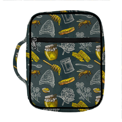 Vintage Honey Bee Print Front Pocket Bible Bag