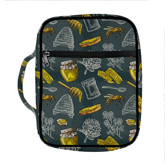 Vintage Honey Bee Print Front Pocket Bible Bag