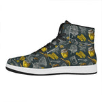 Vintage Honey Bee Print High Top Leather Sneakers