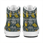 Vintage Honey Bee Print High Top Leather Sneakers