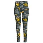 Vintage Honey Bee Print High-Waisted Pocket Leggings