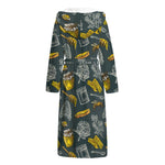Vintage Honey Bee Print Hooded Bathrobe