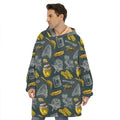 Vintage Honey Bee Print Hoodie Blanket