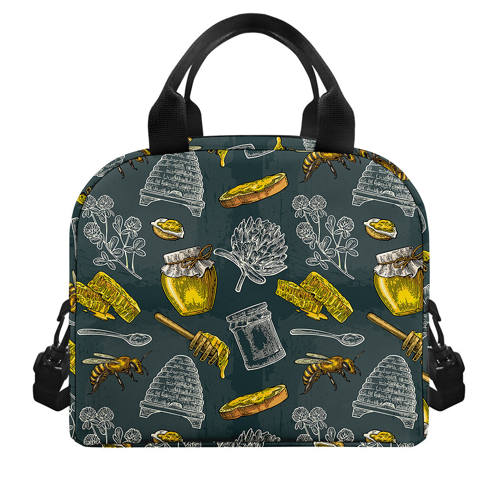 Vintage Honey Bee Print Insulated Lunch Bag