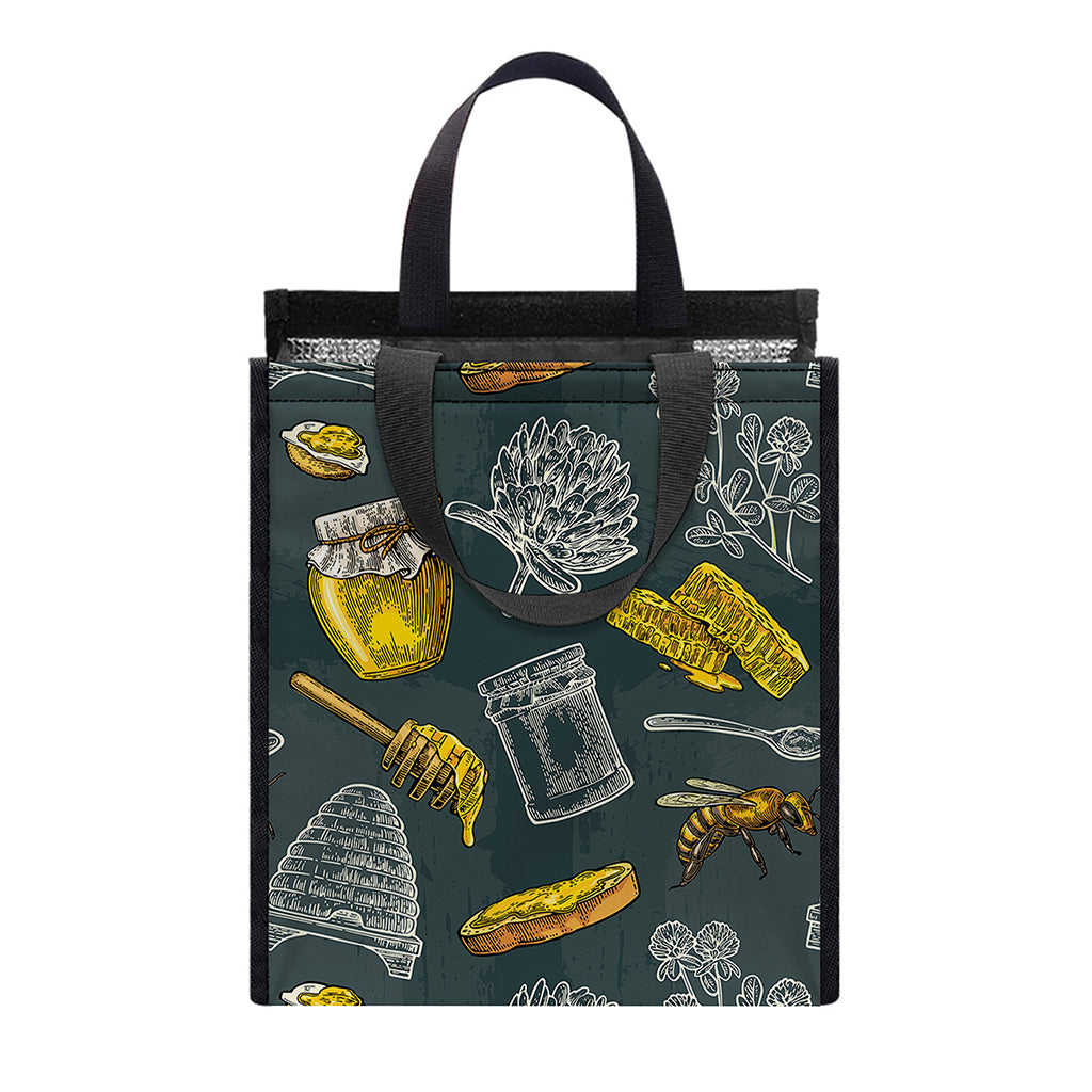 Vintage Honey Bee Print Insulated Lunch Tote