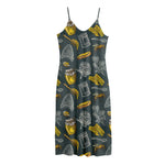 Vintage Honey Bee Print Jersey Midi Cami Dress