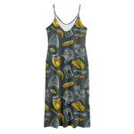 Vintage Honey Bee Print Jersey Midi Cami Dress