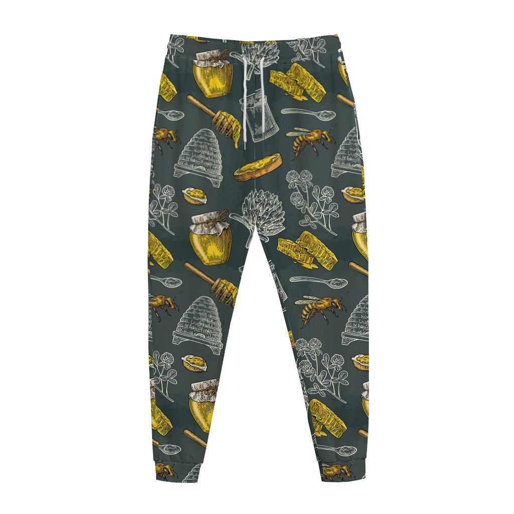 Vintage Honey Bee Print Jogger Pants